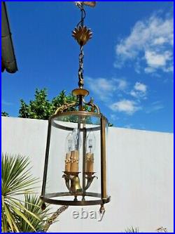 Lanterne-suspension-bronze-3 feux style Louis XVI