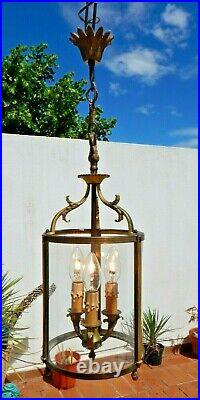 Lanterne-suspension-bronze-3 feux style Louis XVI