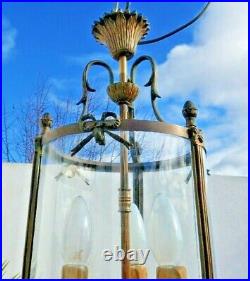 Lanterne-suspension-bronze-laiton 3 feux style Louis XVI