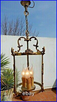 Lanterne suspension bronze style Louis XVI 3 feux