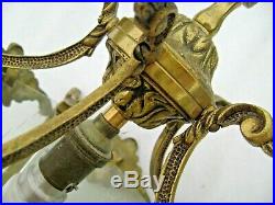 Lanterne, suspension en bronze doré de style Louis XVI 5 faces verres gravés