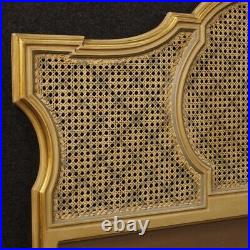 Lit double meuble italien en bois laqué doré style ancien Louis XVI