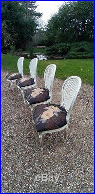 Lot de 4 chaises cannées style Louis XVI