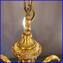 Lucien Gau Magnifique Lustre/chandelier Style Louis XVI En Bronze Dore 5 Feux