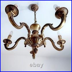 Lucien Gau Magnifique Lustre/chandelier Style Louis XVI En Bronze Dore 5 Feux
