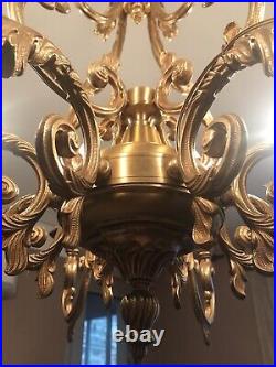 Lustre En Bronze 8 Branche Style Louis XVI