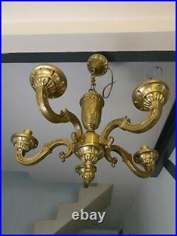 Lustre ancien 5 feux style Louis XVI Bronze massif