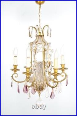 Lustre bronze et cristal style Louis XVI