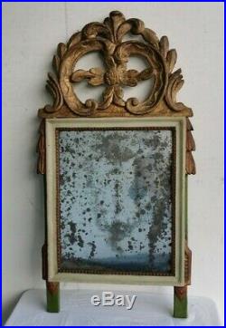 MIROIR Bois Dore XVIIIe 18e Polychrome Style LOUIS XVI Golden Wood Mirror Art