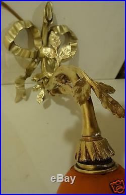 @ Magnifique Applique En Bronze Style Louis XVI Avec Tulipe Pate De Verre Signee