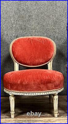 Magnifique chaise chauffeuse de style Louis XVI en bois laqué vers 1880