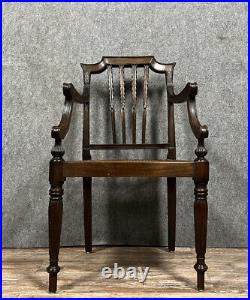 Magnifique fauteuil de bureau Anglais style Louis XVI en acajou vers 1850