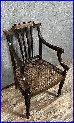Magnifique fauteuil de bureau Anglais style Louis XVI en acajou vers 1850