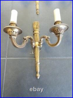 Maison PETITOT signé 3 Paires d appliques carquois bronze doré style Louis XVI