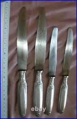 Ménagère 12 +12= 24 couteaux Christofle style Louis XVI Métal argenté Lame acier