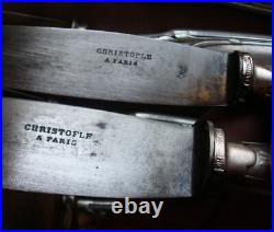 Ménagère 12 +12= 24 couteaux Christofle style Louis XVI Métal argenté Lame acier
