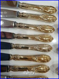 Ménagère FELIX FRÈRES 109 +12 pièces en métal argenté doré style Louis XVI n°826