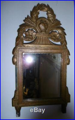 Miroir Ancien Style Louis XVI Epoque Xviiieme Bois Dore Double Coeur