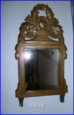 Miroir Ancien Style Louis XVI Epoque Xviiieme Bois Dore Double Coeur