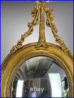 Miroir De Sorciere De Style Louis XVI En Bois Sculpté Et Doré De 95 CM De Haut
