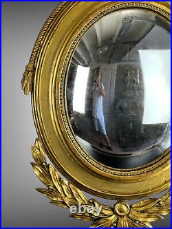 Miroir De Sorciere De Style Louis XVI En Bois Sculpté Et Doré De 95 CM De Haut