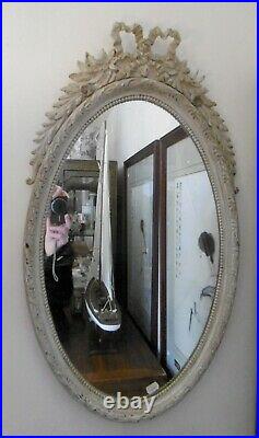 Miroir Ovale Ancien Style Louis XVI Avec Petit Noeud