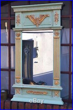 Miroir Piliers Style Louis XVI Vert Et Doré 112x83cm Glace D'un Chteau À Bx