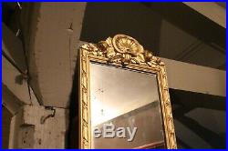 Miroir d'entre deux avec console demi-lune plateau marbre de style Louis 16