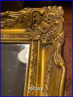 Miroir en bois doré, vintage, XIXème, style Louis XVI, glace biseautée