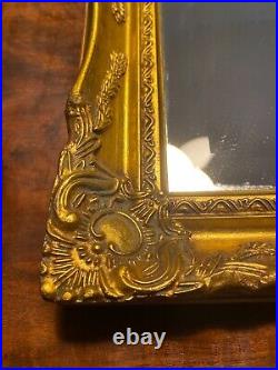 Miroir en bois doré, vintage, XIXème, style Louis XVI, glace biseautée