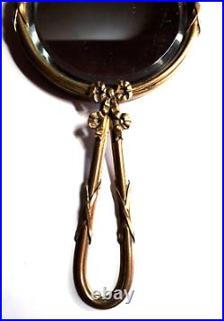 Miroir face main en bronze style louis XVI haut 26.5 x llarg 12 cm fin 19ème