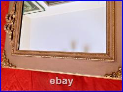Miroir rose poudré en bois avec moulures style louis XVI dimensions 55x45 cm