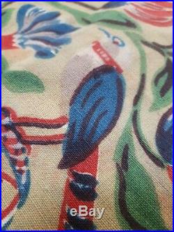 Old textile ancien indiennes style Louis XVI oiseaux fleurs coton imprimé XIXe