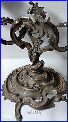 PAIRE BOUGEOIR CHANDELIER DOUBLE BRONZE ARGENTE V. SAGLIER XIXè STYLE LOUIS XVI