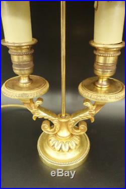 PAIRE LAMPES BOUILLOTTE, STYLE LOUIS XVI LUCIEN GAU, PARIS BRONZE 35,2 cm