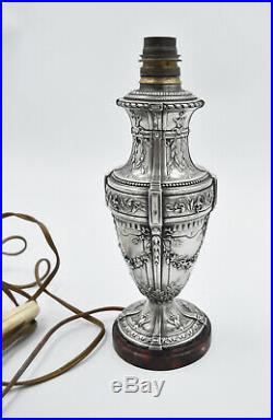 PIED DE LAMPE EN ARGENT MASSIF MINERVE STYLE LOUIS XVI (french silver lamp)