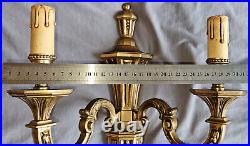 Paire 2 appliques bronze doré style Louis XVI Cannelures feuillages & perles