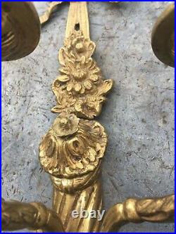 Paire Appliques 3 Bras Bronze Style Louis XVI Moderne XX Siecle