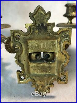 Paire D Appliques Ancienne En Bronze Signées Muller De Style Louis XVI