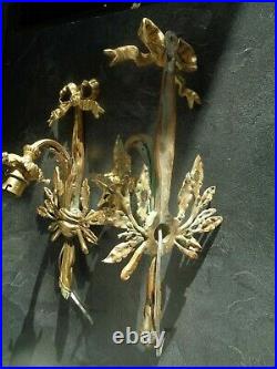 Paire D'appliques, Anciennes Noeuds, Style Louis XVI Bronze