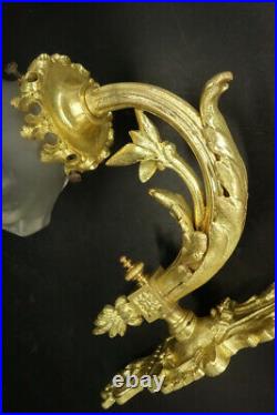Paire D'appliques, Style Louis Xvi, Début 1900 Bronze & Verre