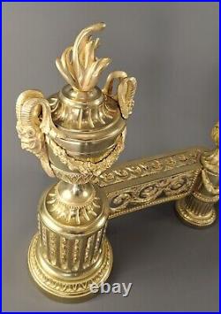 Paire De Chenets De Style Louis XVI En Bronze Doré