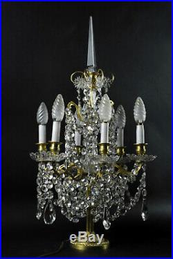 Paire De Girandoles De Style Louis XVI en cristal et bronze doré