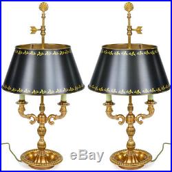 Paire De Lampes Bouillotte De Bureau Style Louis XVI Empire Napoleon