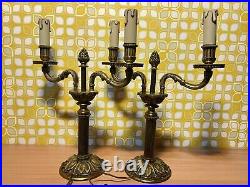 Paire De Lampes Chandeliers En Bronze De Style Louis XVI