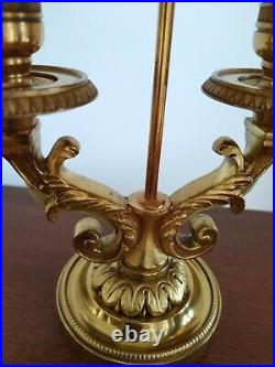 Paire De Lampes En Bronze Massif Patiné Viel Or Style Louis XVI De Lucien Gau