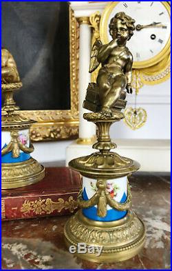 Paire De Putti D'époque Napoléon III En Bronze Et Porcelaine De Style Louis XVI