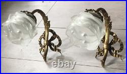 Paire appliques bronze style Louis XVI décor noeud ruban et feuillage