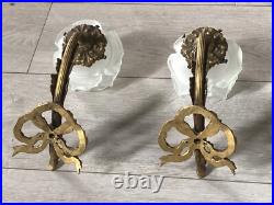 Paire appliques bronze style Louis XVI décor noeud ruban et feuillage