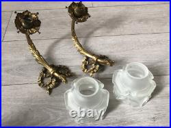 Paire appliques bronze style Louis XVI décor noeud ruban et feuillage